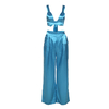 Gilet-en-soie-Sexy-lacets-et-col-licou-sac-taille-haute-pantalon-jambes-larges-costume-deux
