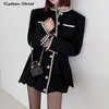 Robe-en-Tweed-noire-pour-femmes-Vintage-Chic-l-gant-m-lange-de-laine-v-tements