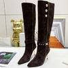 Bottes-bout-pointu-pour-femmes-chaussures-en-cuir-verni-couleur-unie-talon-en-m-tal-boucle