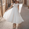 Robe-de-mari-e-de-forme-trap-ze-l-gante-courte-blanche-dos-nu-avec-des