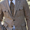 Blazer-d-contract-motif-chevrons-marron-pour-hommes-veste-une-pi-ce-coupe-couvertes-manteau-boutonnage