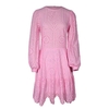 Robe-trap-ze-manches-longues-pour-femmes-l-gante-ajour-e-Vintage-rose-uni-Mini-moulante