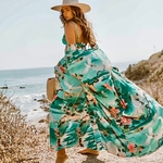 Fitshinling-Long-Cardigan-imprim-Floral-manches-vas-es-style-Boho-ceinture-Cover-Up-pour-les-maillots