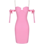 Ocstrade-robe-bandes-rose-perl-e-paules-d-nud-es-Sexy-moulante-tenue-de-soir-e