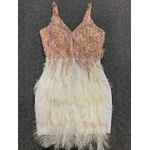 Robe-de-soir-e-bandes-plumes-roses-et-blanches-de-haute-qualit-l-gante-bo-te