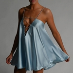 JillPeri-robe-trap-ze-en-Satin-cha-ne-de-diamants-dos-bas-avec-bretelles-et-col
