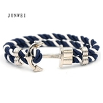 Bracelet-ancre-en-Nylon-et-en-laiton-pour-hommes-bleu-marine