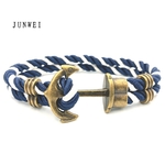 Bracelet-ancre-en-Nylon-et-en-laiton-pour-hommes-bleu-marine