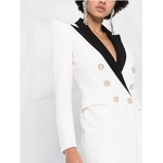 Robe-de-costume-l-gante-noire-et-blanche-pour-femmes-tenue-Chic-Double-boutonnage-et-d