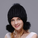 Chapeau-en-fourrure-de-vison-v-ritable-pour-femmes-bonnet-chaud-tricot-avec-pompon-en-fourrure