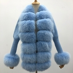 Cardigan-court-en-laine-tricot-e-pour-femme-pull-chaud-garniture-en-vraie-fourrure-de-renard