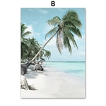 Toile-d-art-mural-de-plage-en-sable-blanc-cocotier-Tropical-affiches-et-imprim-s-nordiques