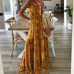 Robe-longue-de-soir-e-Sexy-pour-femmes-col-en-V-imprim-Vintage-style-Boho-manches