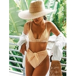 PLAVKY-Maillot-de-bain-pour-femmes-rayures-jaunes-taille-haute-avec-ceinture-ensemble-deux-pi-ces