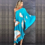 Robe-de-plage-imprim-e-style-Boho-paules-d-nud-es-Kaftan-tunique-pour-la-plage