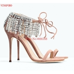 Vinapobo-sandales-franges-en-strass-pour-femmes-nouveau-Design-mode-motif-cuir-vert-bout-ouvert-talons