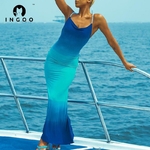 INGOO-Robe-Maxi-fronc-e-dos-nu-moulante-Sexy-pour-plage-vacances-f-te-Club-l
