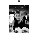 Affiches-et-imprim-s-de-Star-de-film-Audrey-Hepburn-toile-d-art-murale-en-noir