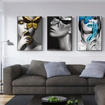 Images-murales-abstraites-de-femmes-l-vres-de-papillon-or-et-blanc-noir-peinture-sur-toile