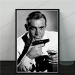 Sean-Connery-film-d-acteur-James-Bond-007-avec-armes-feu-affiche-imprim-e-toile-d
