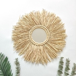Miroir-de-paille-rond-tiss-en-bois-marocain-nordique-perles-de-maquillage-suspendues-ornements-muraux-artisanat