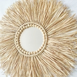 Miroir-de-paille-rond-tiss-en-bois-marocain-nordique-perles-de-maquillage-suspendues-ornements-muraux-artisanat