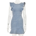 Robe-moulante-en-Jean-bleu-pour-femmes-tenue-d-t-d-contract-e-volants-la-mode