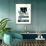 Toile-affiche-bleu-vert-fleur-parfum-sac-nordique-imprim-talons-hauts-peinture-murale-mode-femme-mur
