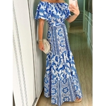 Robe-longue-volants-pour-femmes-motif-r-tro-imprim-Boho-l-gante-col-Slash-manches-courtes