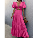 Longue-robe-de-soir-e-pour-femmes-col-en-v-profond-dos-nu-manches-courtes-couleur