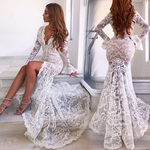 Robe-longue-en-dentelle-pour-femmes-col-en-V-profond-manches-vas-es-sir-ne-Vintage