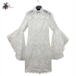 Robe-blanche-mi-longue-pour-femmes-manches-longues-moulante-Sexy-en-dentelle-tenue-de-soir-e