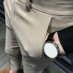 Pantalon-droit-pour-hommes-d-affaires-couleur-unie-longueur-cheville-tissu-doux-Slim-Fit-fermeture-clair