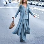 Bretelles-col-en-v-pantalon-droit-Long-Cardigan-d-contract-ample-trois-pi-ces-mode-europ