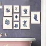 Affiches-et-imprim-s-de-plantes-de-corail-bleu-Marine-toile-d-art-mural-Vintage-pour