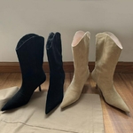 Bottes-courtes-talons-hauts-pour-femmes-chaussures-bout-pointu-la-mode-automne-et-hiver-2022