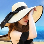 Chapeaux-l-gants-pour-femmes-Chapeau-de-plage-avec-n-ud-de-plage-Chapeau-pliable-mode