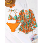 Robe-de-plage-Triangle-imprim-Sexy-col-licou-soutien-gorge-Push-Up-manches-longues-avec-culotte