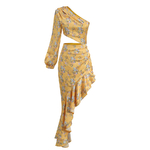 Robe-Maxi-Sexy-Slim-manches-longues-pour-femmes-asym-trique-paule-d-nud-e-motif-Floral