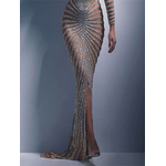 Robe-longue-fendue-en-maille-paillettes-pour-femmes-col-en-v-manches-longues-Maxi-l-gante