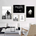 Affiche-de-peinture-sur-toile-de-no-l-mode-Surf-femme-lettre-murale-nordique-Art-noir