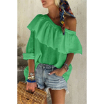 Chemisier-volants-et-paules-d-nud-es-pour-femme-haut-la-mode-Sexy-couleur-unie-pour