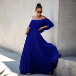 Robe-longue-pliss-e-en-mousseline-de-soie-pour-femmes-mode-couleur-unie-Sexy-col-asym