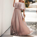 Robe-longue-pliss-e-en-mousseline-de-soie-pour-femmes-mode-couleur-unie-Sexy-col-asym