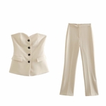 Gilet-et-pantalon-Slim-taille-haute-pour-femmes-Lingerie-l-gante-avec-boutons-rabat-nouvelle-collection