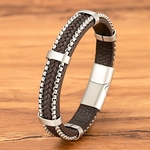 TYO-Bracelet-en-Cuir-Tress-en-Acier-Inoxydable-pour-Homme-Design-Punk-Breloque-Magn-tique-Bijoux