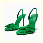 Sandales-en-Cuir-de-Mouton-Talons-Hauts-Brillants-Chaussures-Fleurs-Vertes-Roses-Clip-Bling-Bling-Strass