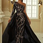 Robe-de-Soir-e-Paillettes-pour-Femme-Tenue-de-Banquet-Couleur-Unie-Taille-Moyenne-Rouge-Nouvelle