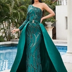 Robe-de-Soir-e-Paillettes-pour-Femme-Tenue-de-Banquet-Couleur-Unie-Taille-Moyenne-Rouge-Nouvelle