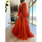 Robe-de-Rhen-mousseline-de-soie-manches-longues-bouffantes-pour-femmes-robes-de-soir-e-princesse